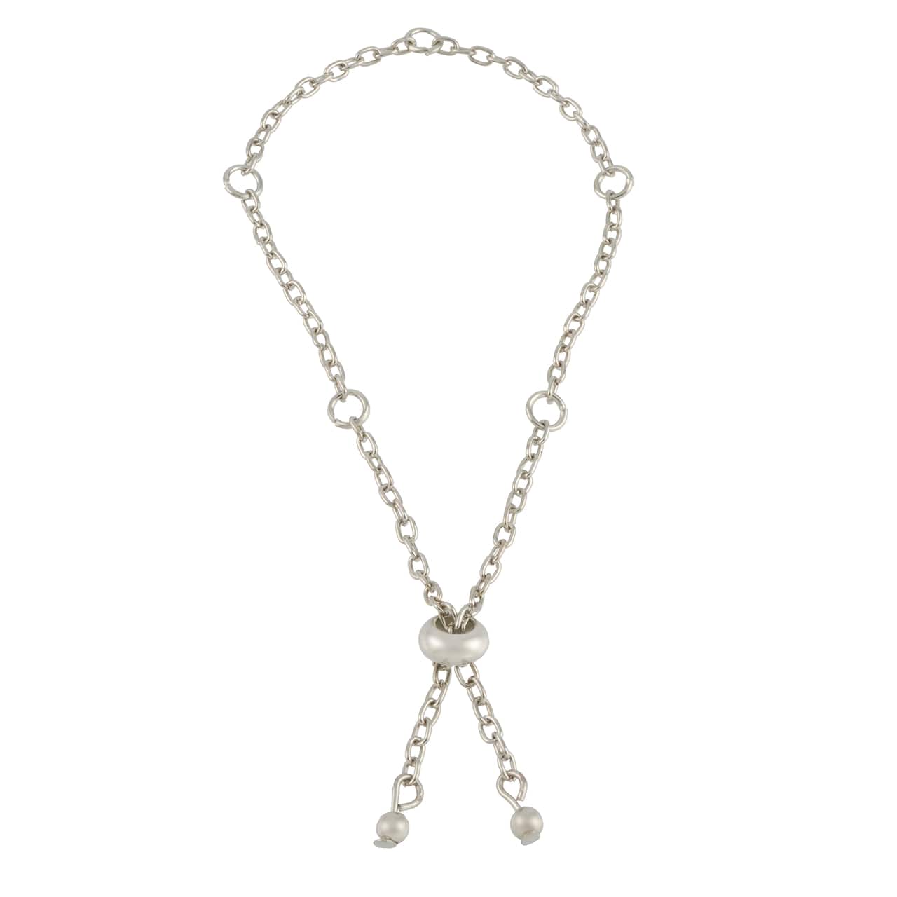 24 Pack: 9" Rhodium Slider Charm Bracelet by Bead Landing™